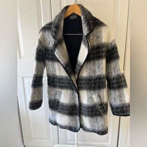 Astr black and white plaid coat